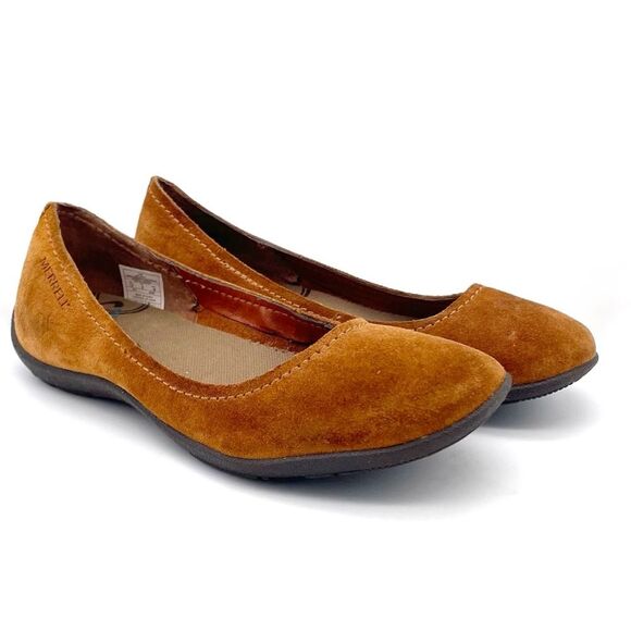 Merrell Avesso Suede Slip On Shoes Ballet Flats in Oak Cognac Women’s Size 7.5 - Picture 6 of 16